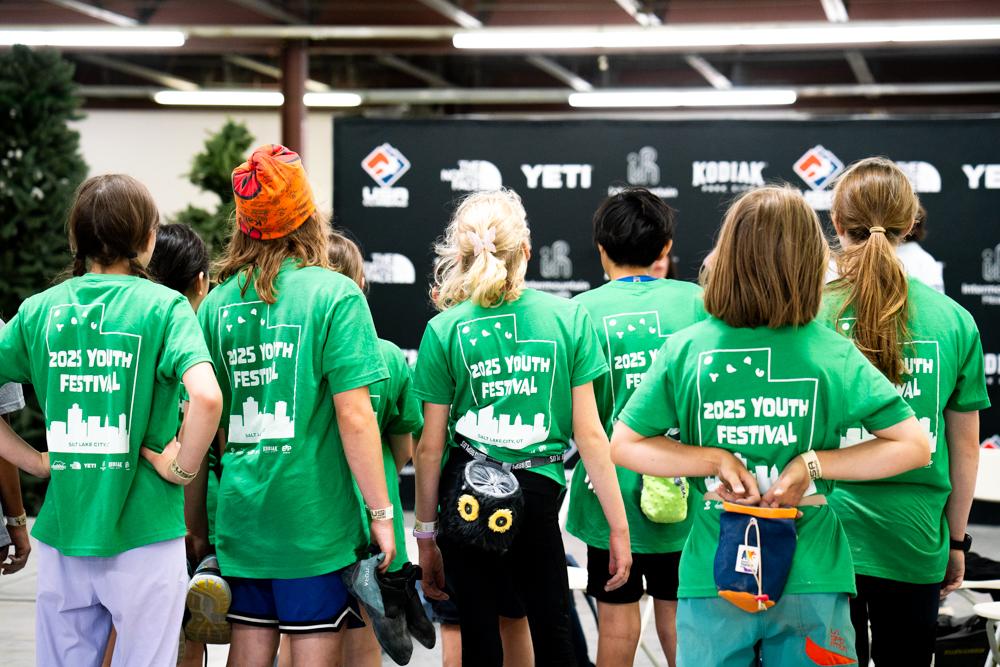 Young climbers at a USA Climbing youth festival